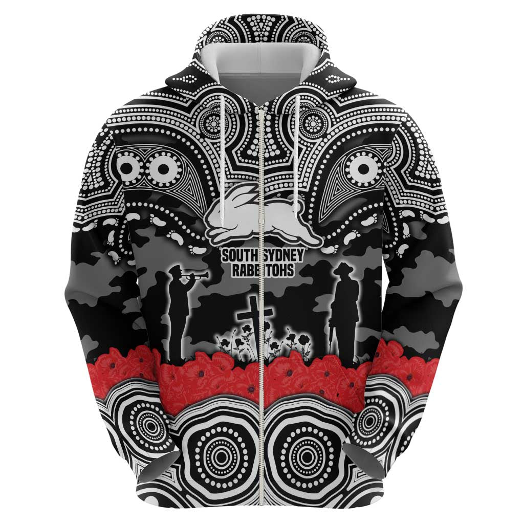 ANZAC Day South Sydney Rabbitohs Hoodie Military Memorial Aboriginal Indigenous Art