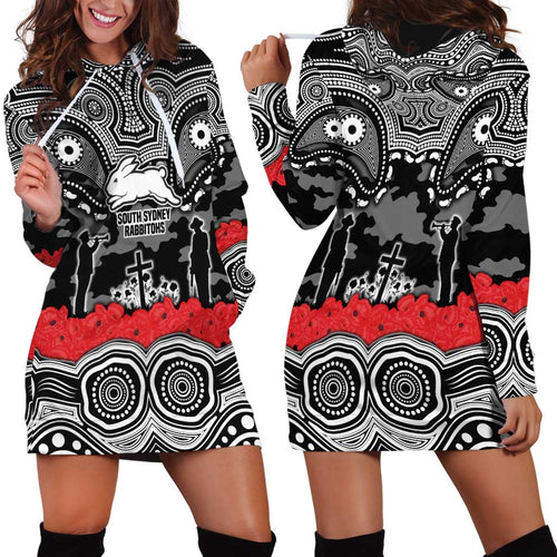ANZAC Day South Sydney Rabbitohs Hoodie Dress Military Memorial Aboriginal Indigenous Art