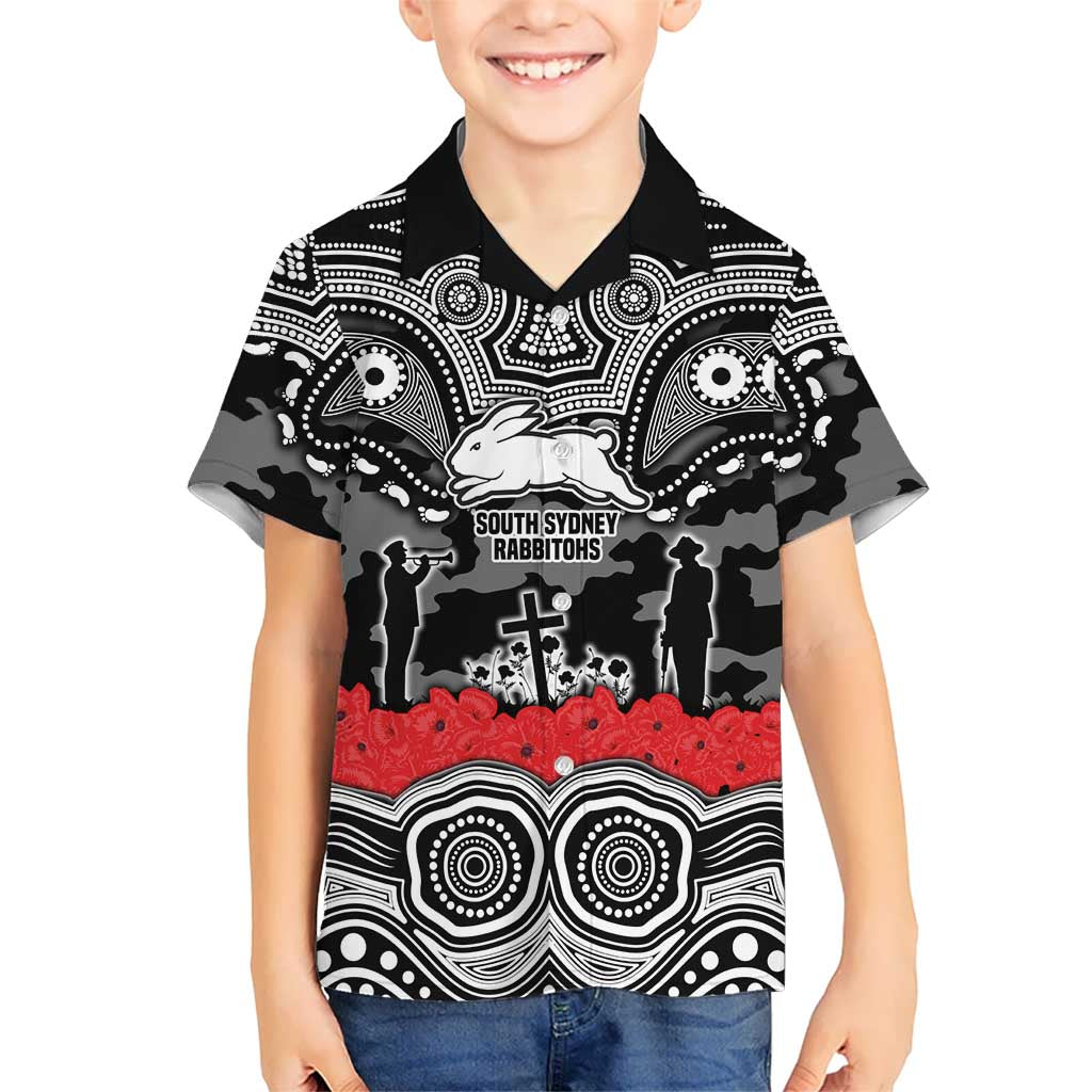 ANZAC Day South Sydney Rabbitohs Kid Hawaiian Shirt Military Memorial Aboriginal Indigenous Art
