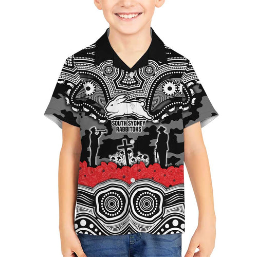ANZAC Day South Sydney Rabbitohs Kid Hawaiian Shirt Military Memorial Aboriginal Indigenous Art