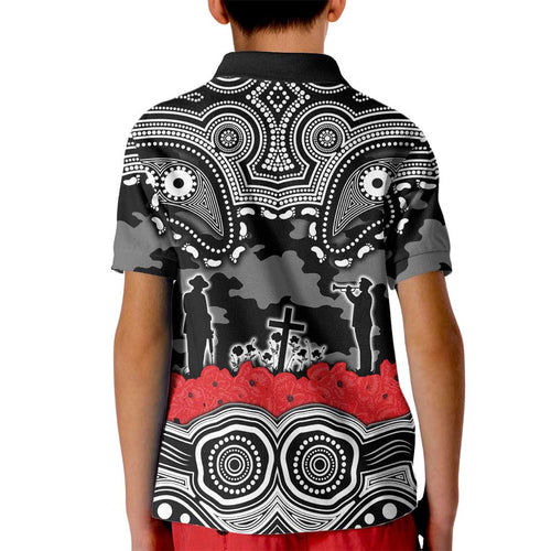 ANZAC Day South Sydney Rabbitohs Kid Polo Shirt Military Memorial Aboriginal Indigenous Art