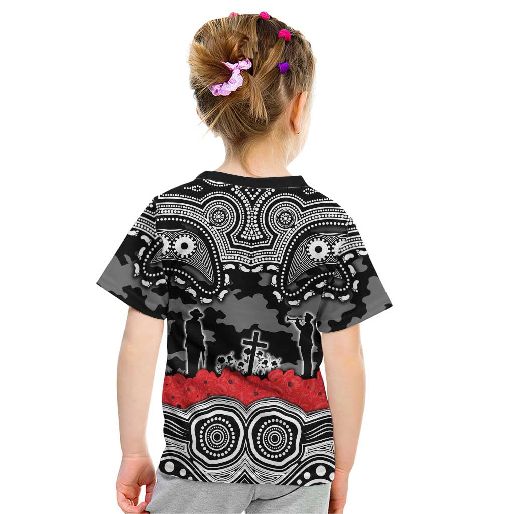 ANZAC Day South Sydney Rabbitohs Kid T Shirt Military Memorial Aboriginal Indigenous Art