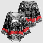 ANZAC Day South Sydney Rabbitohs Kimono Sleeve Blouse Military Memorial Aboriginal Indigenous Art