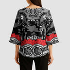 ANZAC Day South Sydney Rabbitohs Kimono Sleeve Blouse Military Memorial Aboriginal Indigenous Art