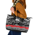 ANZAC Day South Sydney Rabbitohs Leather Tote Bag Military Memorial Aboriginal Indigenous Art