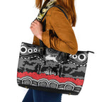 ANZAC Day South Sydney Rabbitohs Leather Tote Bag Military Memorial Aboriginal Indigenous Art
