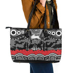 ANZAC Day South Sydney Rabbitohs Leather Tote Bag Military Memorial Aboriginal Indigenous Art