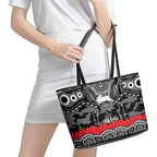 ANZAC Day South Sydney Rabbitohs Leather Tote Bag Military Memorial Aboriginal Indigenous Art