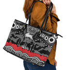 ANZAC Day South Sydney Rabbitohs Leather Tote Bag Military Memorial Aboriginal Indigenous Art
