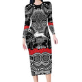 ANZAC Day South Sydney Rabbitohs Long Sleeve Bodycon Dress Military Memorial Aboriginal Indigenous Art