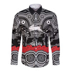 ANZAC Day South Sydney Rabbitohs Long Sleeve Button Shirt Military Memorial Aboriginal Indigenous Art