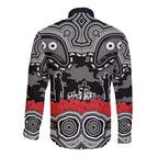 ANZAC Day South Sydney Rabbitohs Long Sleeve Button Shirt Military Memorial Aboriginal Indigenous Art