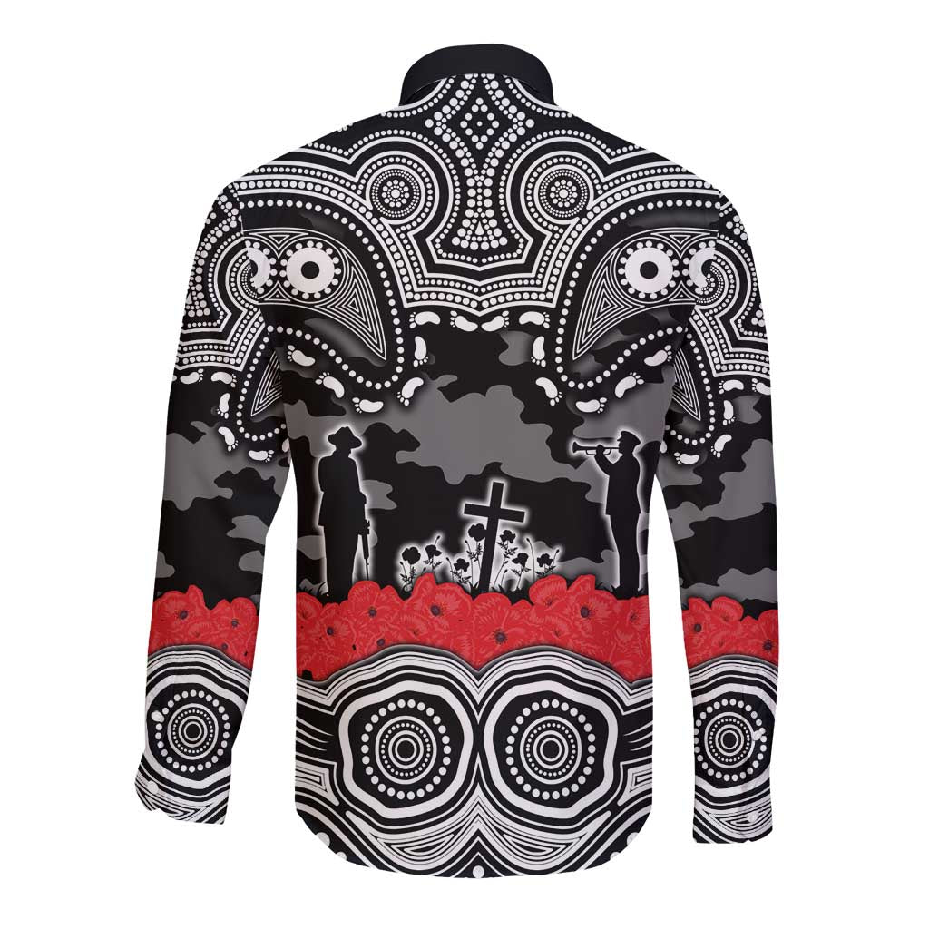 ANZAC Day South Sydney Rabbitohs Long Sleeve Button Shirt Military Memorial Aboriginal Indigenous Art