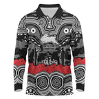 ANZAC Day South Sydney Rabbitohs Long Sleeve Polo Shirt Military Memorial Aboriginal Indigenous Art