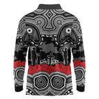 ANZAC Day South Sydney Rabbitohs Long Sleeve Polo Shirt Military Memorial Aboriginal Indigenous Art
