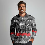 ANZAC Day South Sydney Rabbitohs Long Sleeve Polo Shirt Military Memorial Aboriginal Indigenous Art