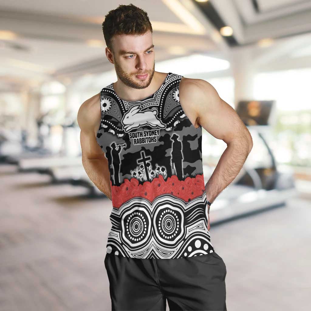 ANZAC Day South Sydney Rabbitohs Men Tank Top Military Memorial Aboriginal Indigenous Art