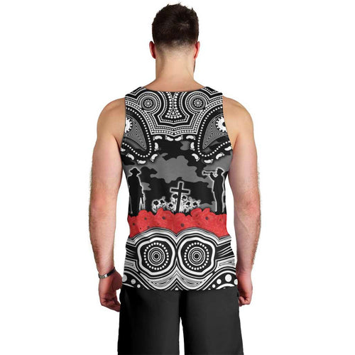 ANZAC Day South Sydney Rabbitohs Men Tank Top Military Memorial Aboriginal Indigenous Art