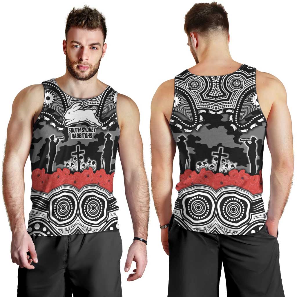 ANZAC Day South Sydney Rabbitohs Men Tank Top Military Memorial Aboriginal Indigenous Art