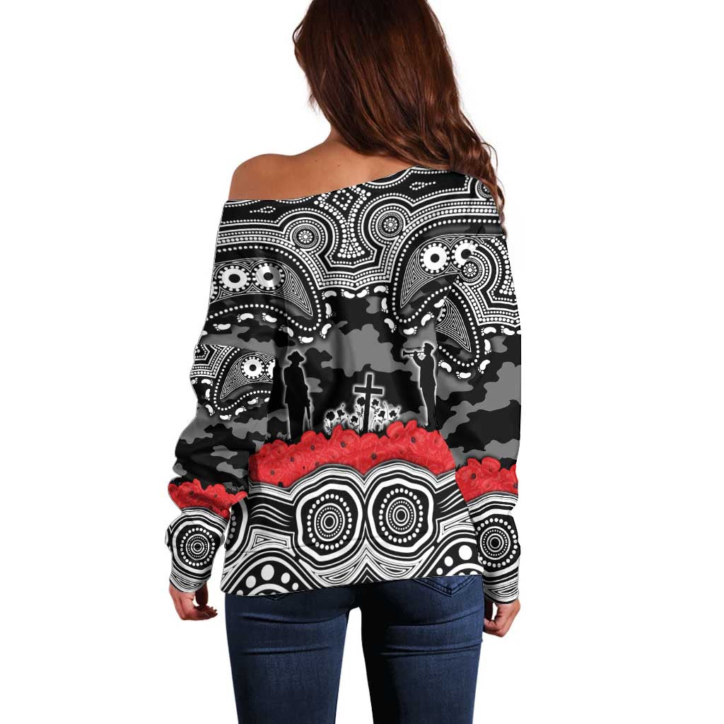 ANZAC Day South Sydney Rabbitohs Off Shoulder Sweater Military Memorial Aboriginal Indigenous Art