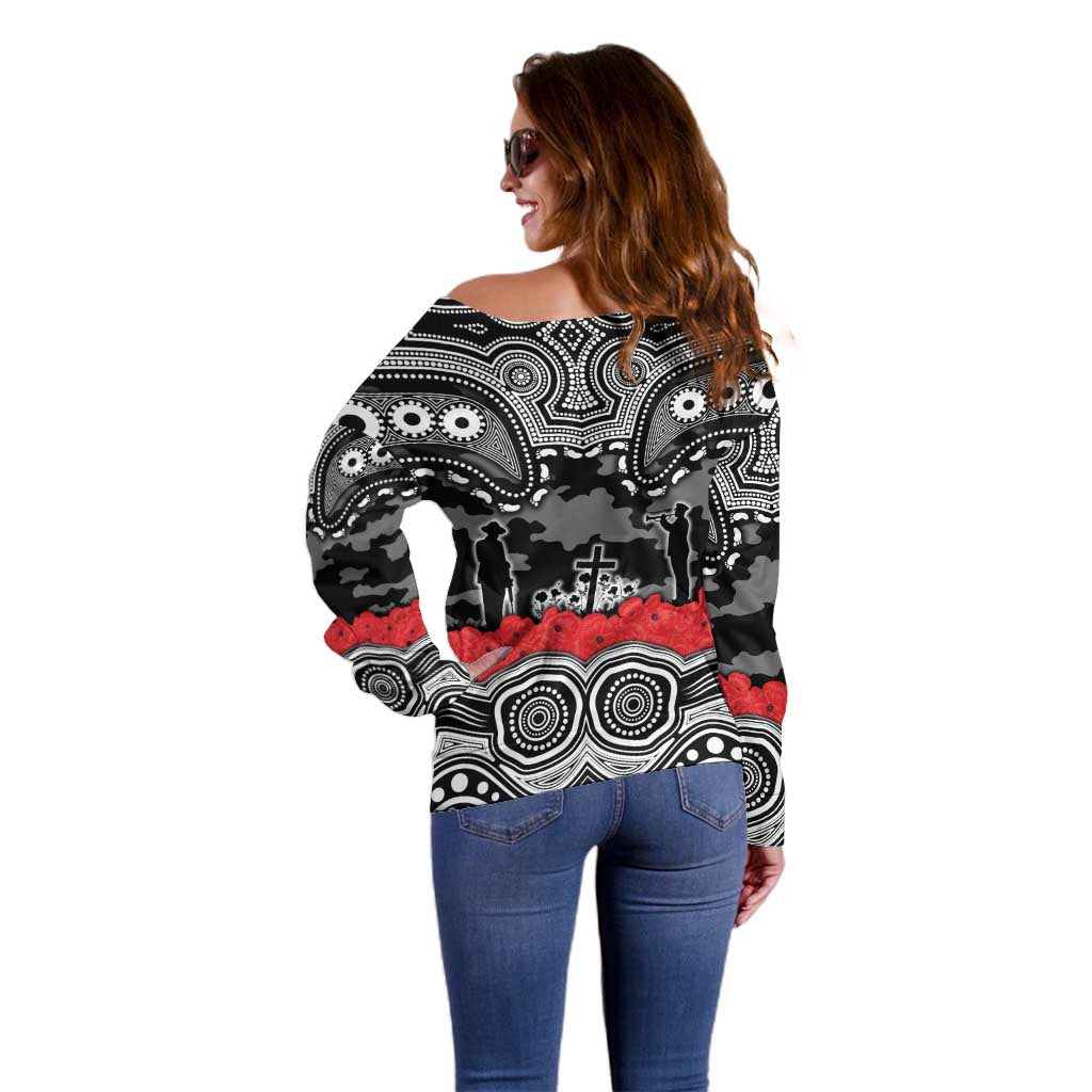 ANZAC Day South Sydney Rabbitohs Off Shoulder Sweater Military Memorial Aboriginal Indigenous Art