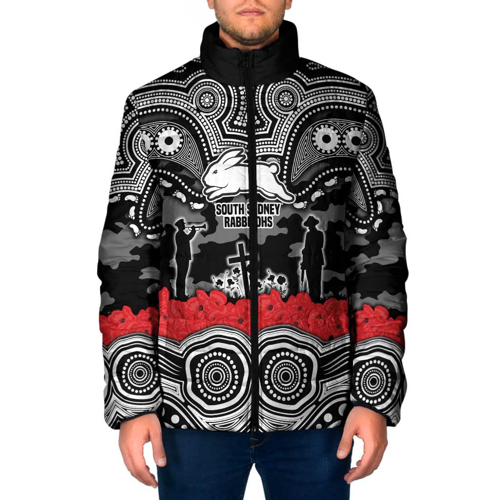 ANZAC Day South Sydney Rabbitohs Padded Jacket Military Memorial Aboriginal Indigenous Art