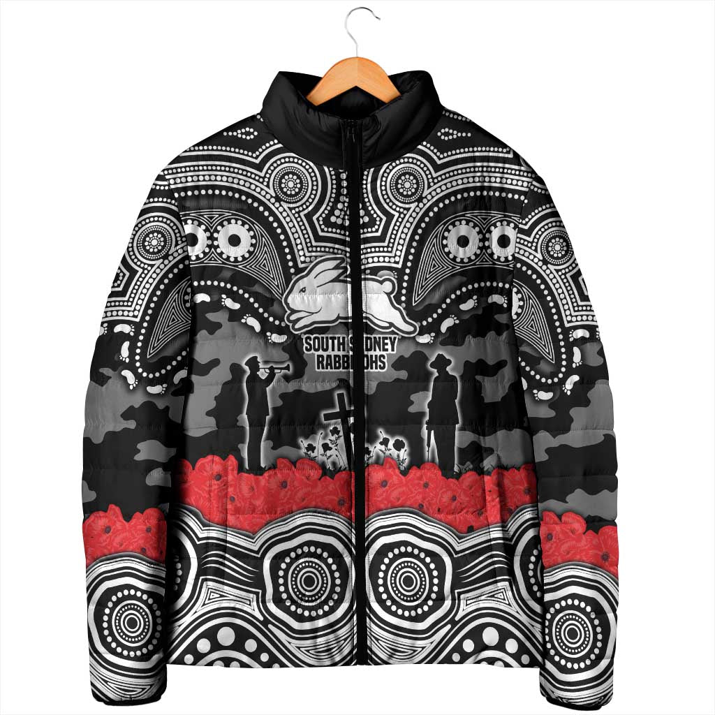 ANZAC Day South Sydney Rabbitohs Padded Jacket Military Memorial Aboriginal Indigenous Art