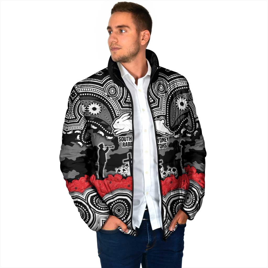 ANZAC Day South Sydney Rabbitohs Padded Jacket Military Memorial Aboriginal Indigenous Art