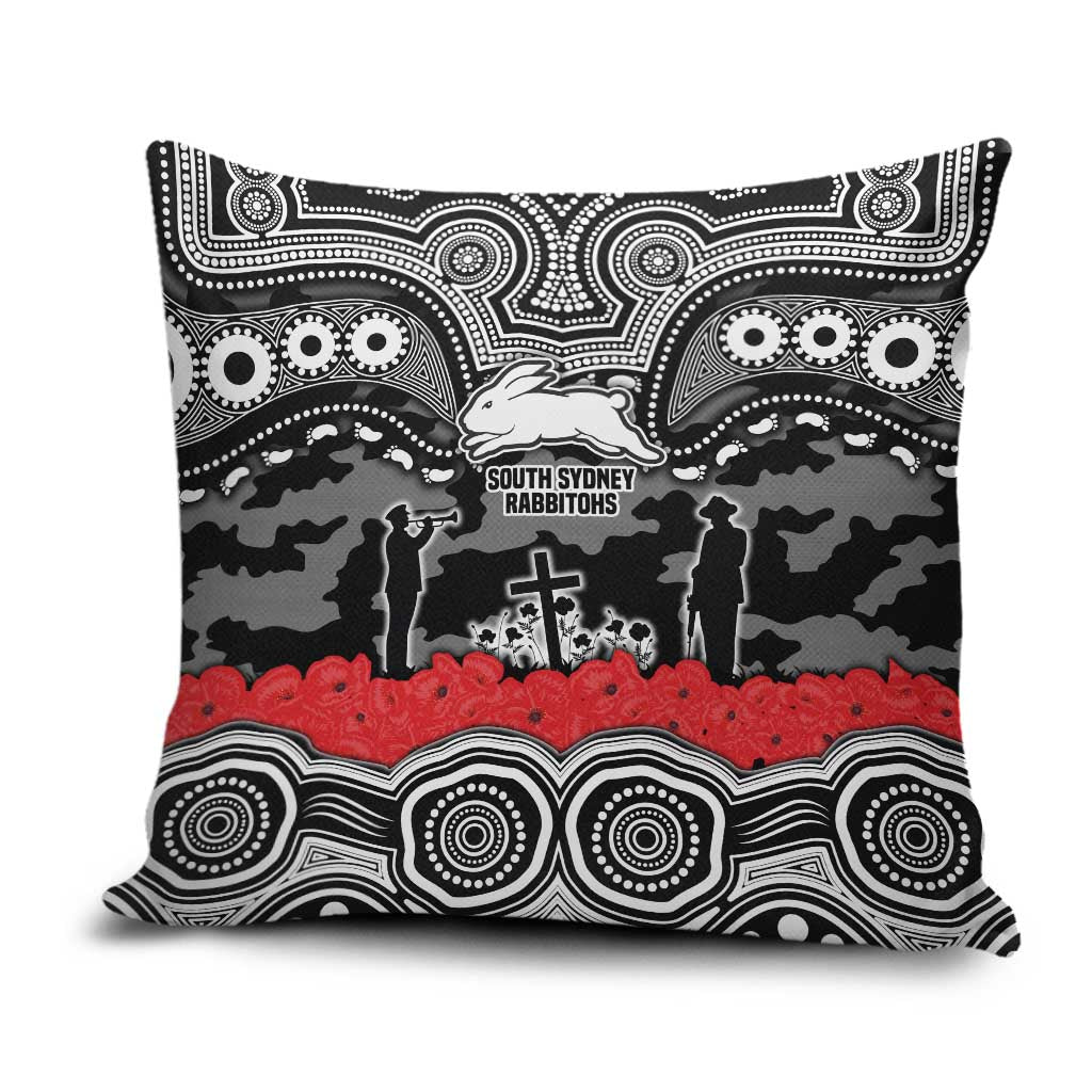 ANZAC Day South Sydney Rabbitohs Pillow Cover Military Memorial Aboriginal Indigenous Art
