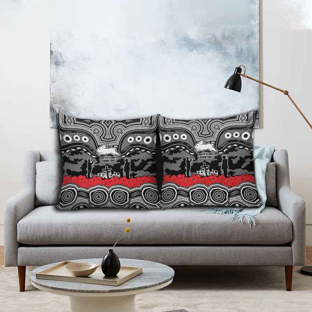 ANZAC Day South Sydney Rabbitohs Pillow Cover Military Memorial Aboriginal Indigenous Art