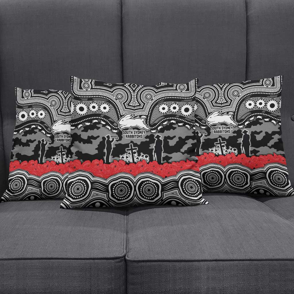 ANZAC Day South Sydney Rabbitohs Pillow Cover Military Memorial Aboriginal Indigenous Art