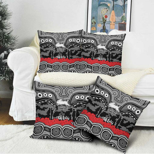 ANZAC Day South Sydney Rabbitohs Pillow Cover Military Memorial Aboriginal Indigenous Art