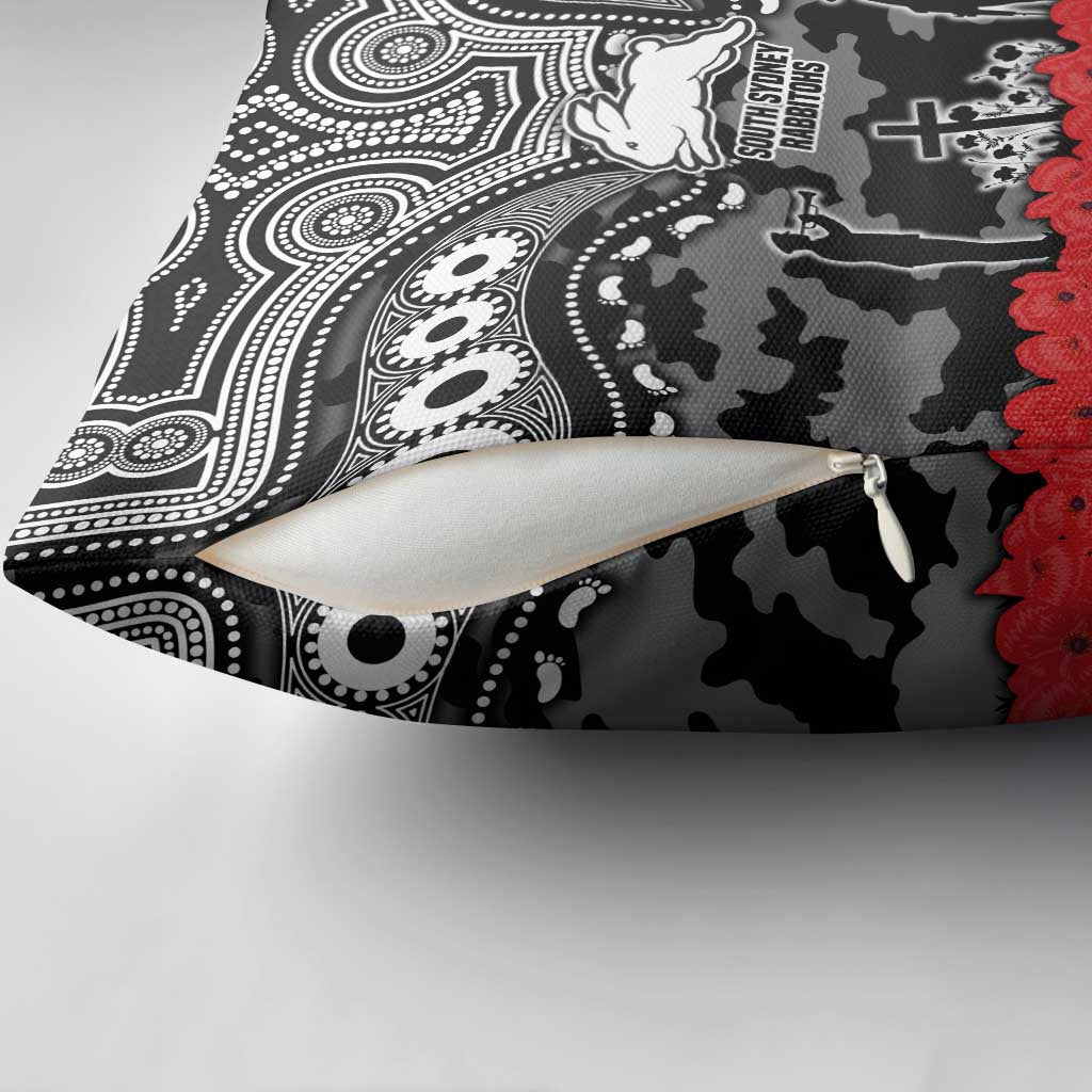 ANZAC Day South Sydney Rabbitohs Pillow Cover Military Memorial Aboriginal Indigenous Art