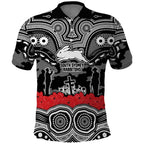 ANZAC Day South Sydney Rabbitohs Polo Shirt Military Memorial Aboriginal Indigenous Art