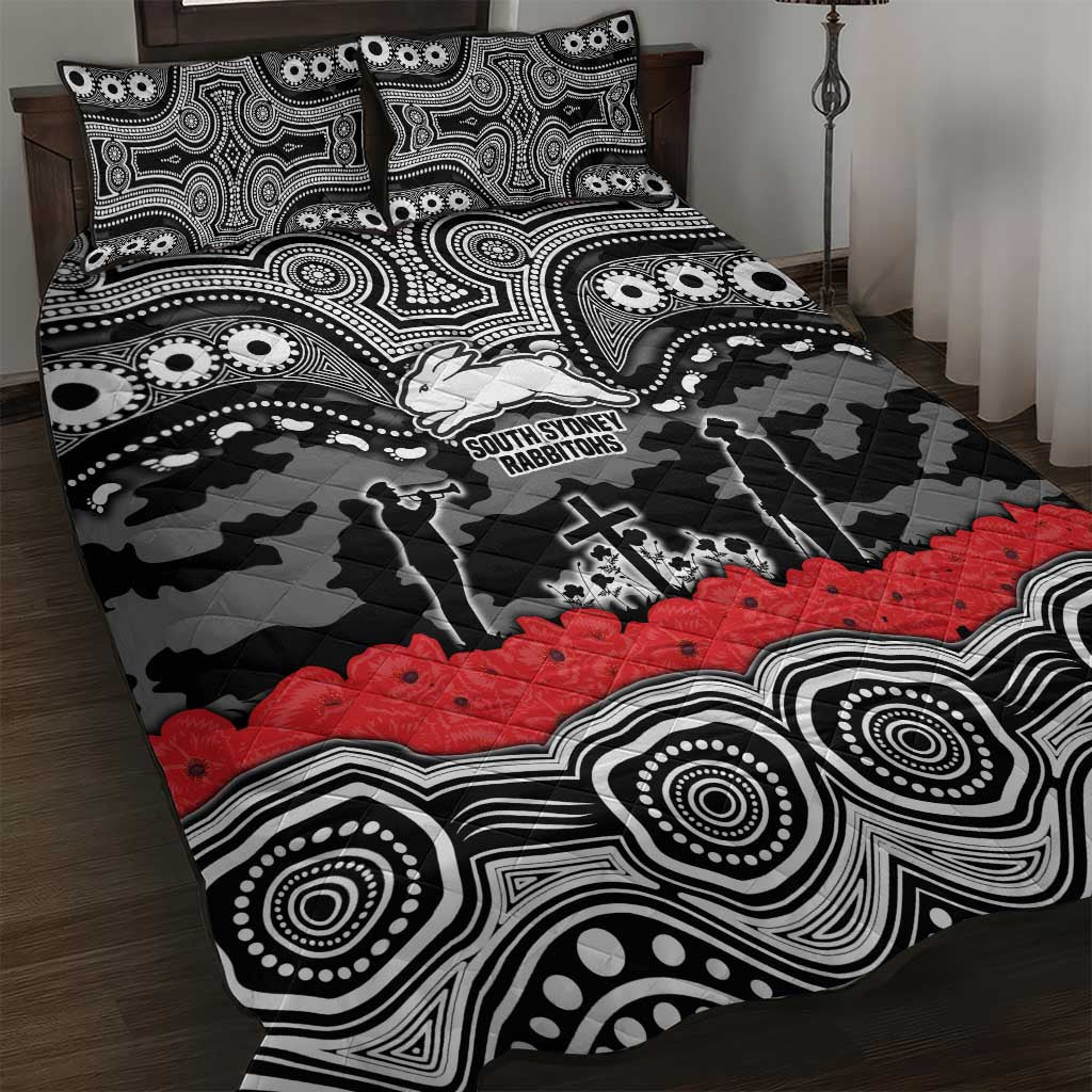 ANZAC Day South Sydney Rabbitohs Quilt Bed Set Military Memorial Aboriginal Indigenous Art