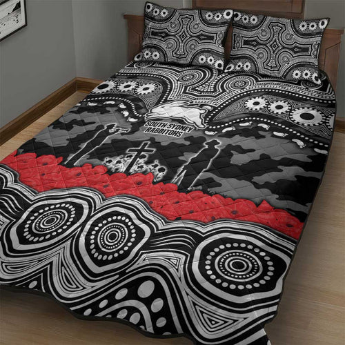 ANZAC Day South Sydney Rabbitohs Quilt Bed Set Military Memorial Aboriginal Indigenous Art