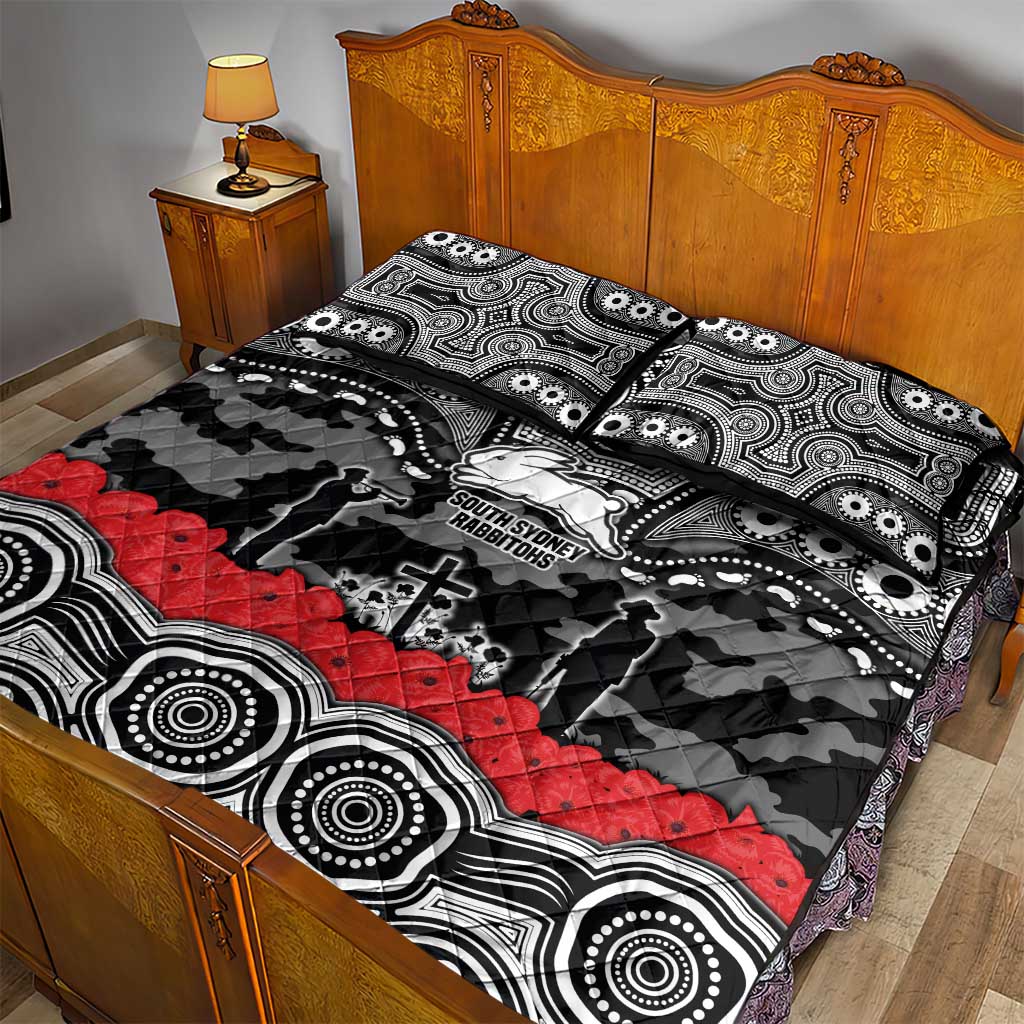 ANZAC Day South Sydney Rabbitohs Quilt Bed Set Military Memorial Aboriginal Indigenous Art