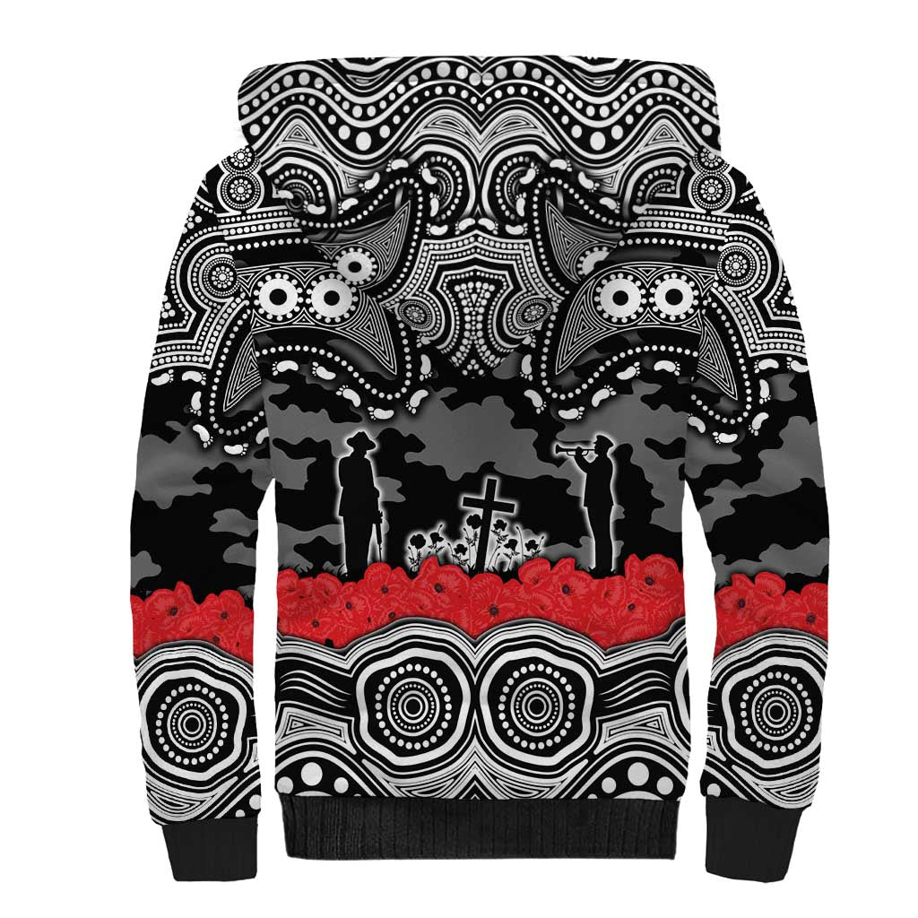 ANZAC Day South Sydney Rabbitohs Sherpa Hoodie Military Memorial Aboriginal Indigenous Art