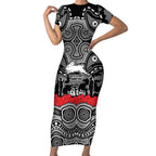 ANZAC Day South Sydney Rabbitohs Short Sleeve Bodycon Dress Military Memorial Aboriginal Indigenous Art
