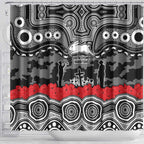 ANZAC Day South Sydney Rabbitohs Shower Curtain Military Memorial Aboriginal Indigenous Art