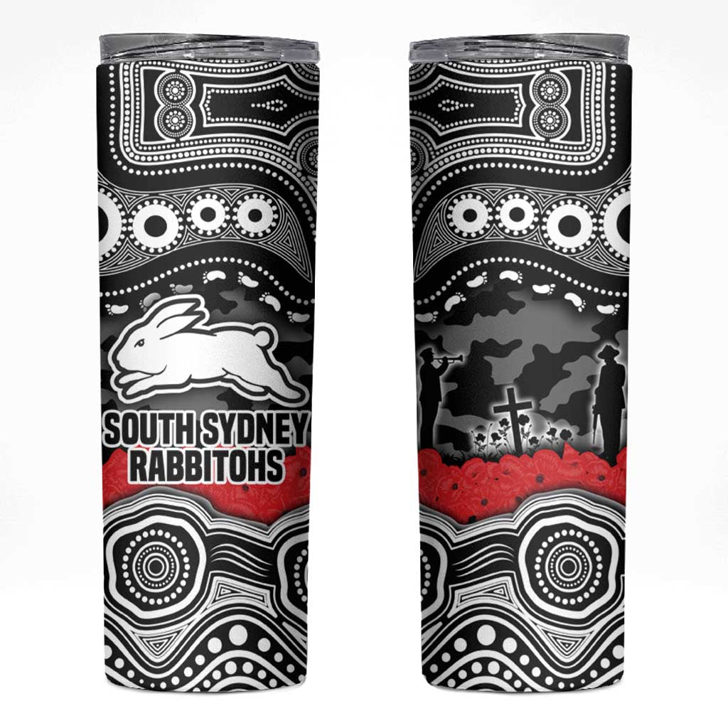 ANZAC Day South Sydney Rabbitohs Skinny Tumbler Military Memorial Aboriginal Indigenous Art