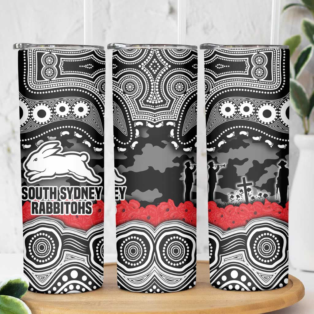 ANZAC Day South Sydney Rabbitohs Skinny Tumbler Military Memorial Aboriginal Indigenous Art
