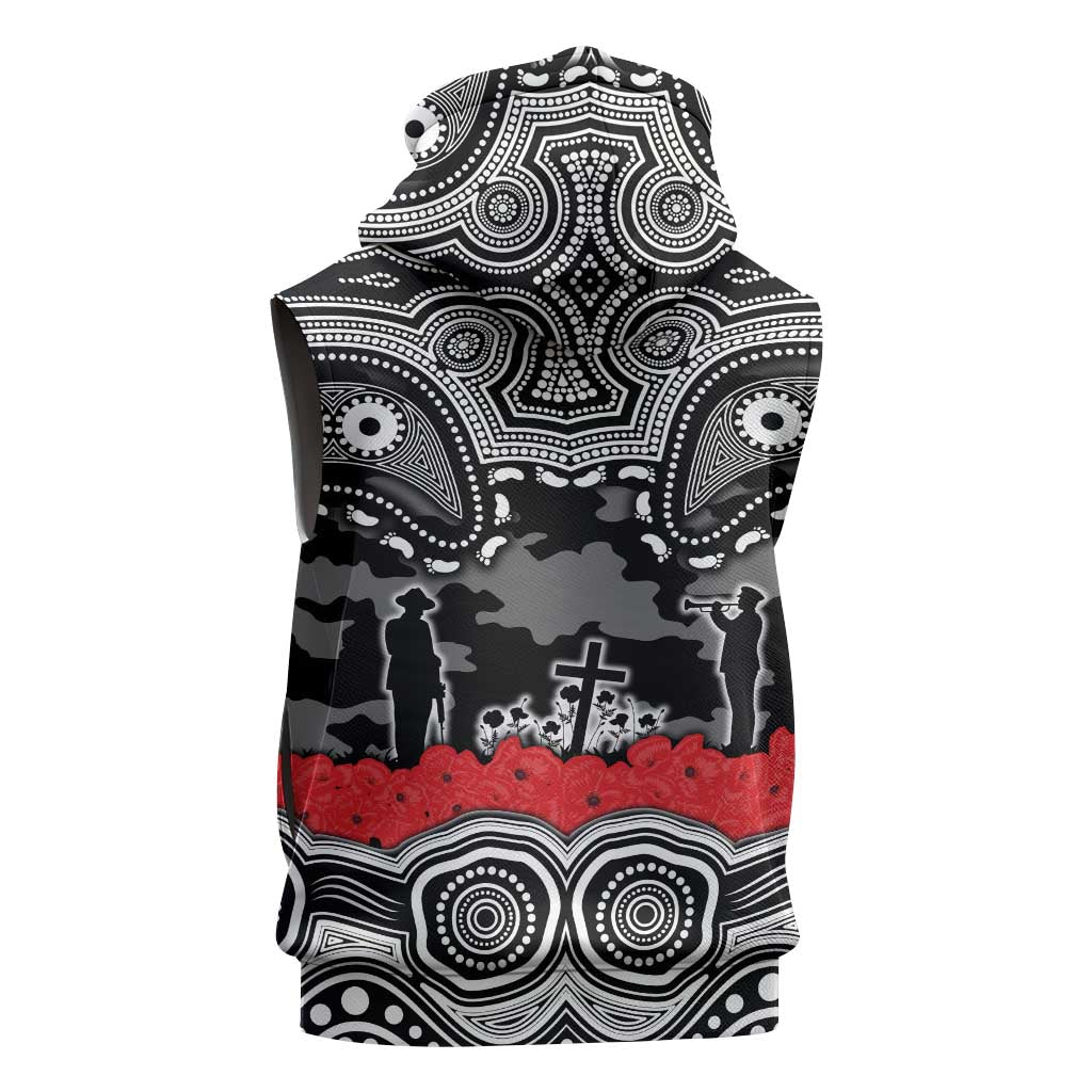 ANZAC Day South Sydney Rabbitohs Sleeveless Hoodie Military Memorial Aboriginal Indigenous Art