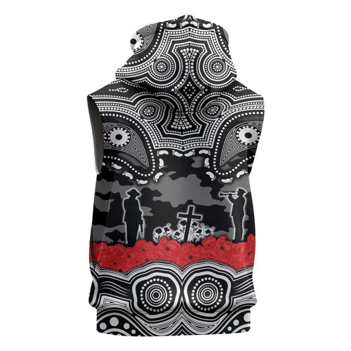 ANZAC Day South Sydney Rabbitohs Sleeveless Hoodie Military Memorial Aboriginal Indigenous Art