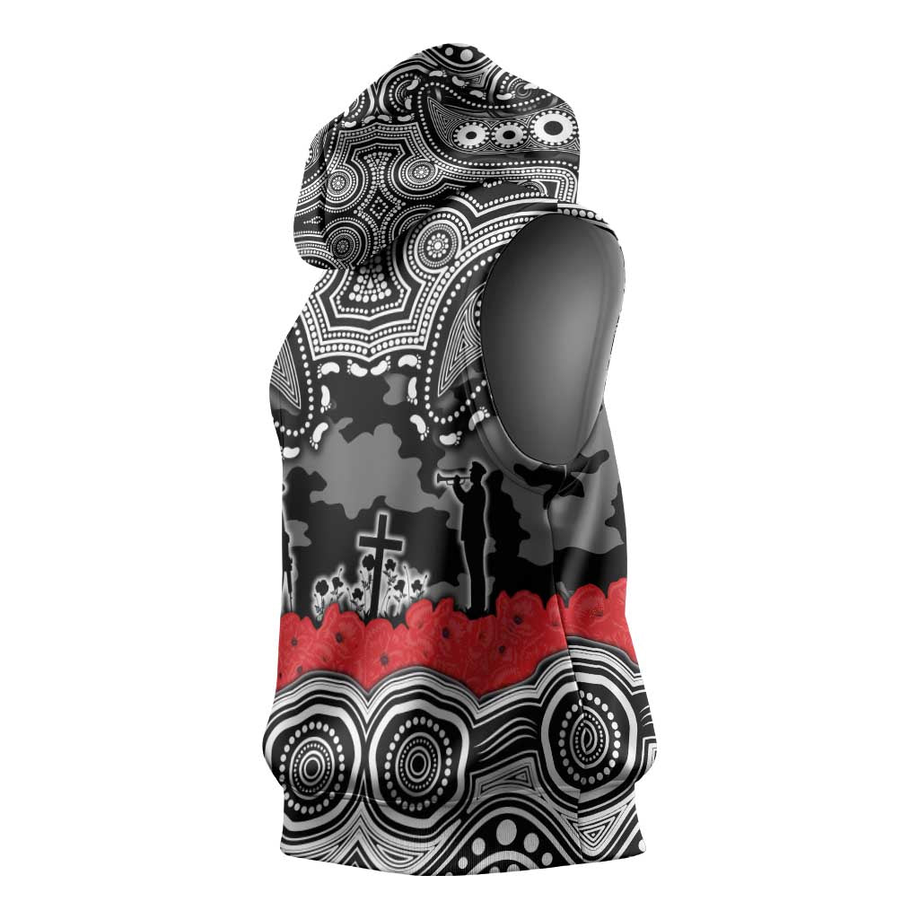 ANZAC Day South Sydney Rabbitohs Sleeveless Hoodie Military Memorial Aboriginal Indigenous Art
