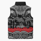 ANZAC Day South Sydney Rabbitohs Sleeveless Puffer Jacket Military Memorial Aboriginal Indigenous Art