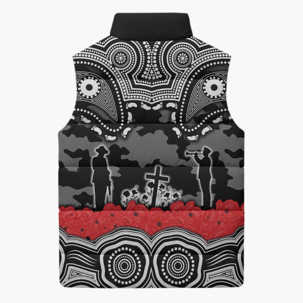 ANZAC Day South Sydney Rabbitohs Sleeveless Puffer Jacket Military Memorial Aboriginal Indigenous Art