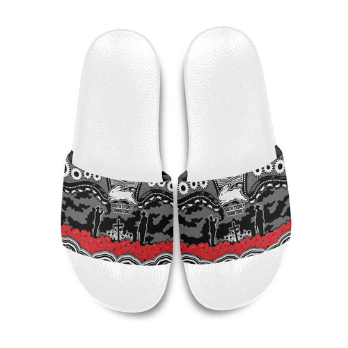 ANZAC Day South Sydney Rabbitohs Slide Sandals Military Memorial Aboriginal Indigenous Art