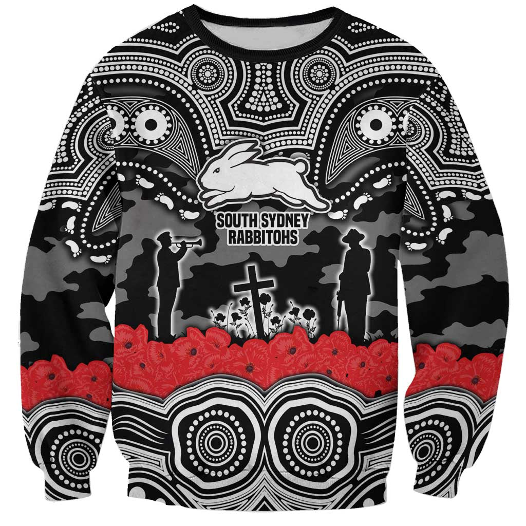 ANZAC Day South Sydney Rabbitohs Sweatshirt Military Memorial Aboriginal Indigenous Art