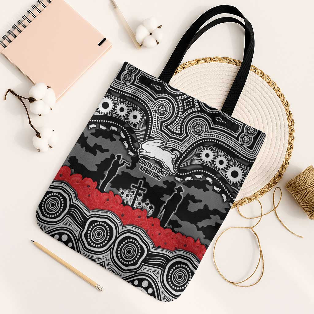 ANZAC Day South Sydney Rabbitohs Tote Bag Military Memorial Aboriginal Indigenous Art